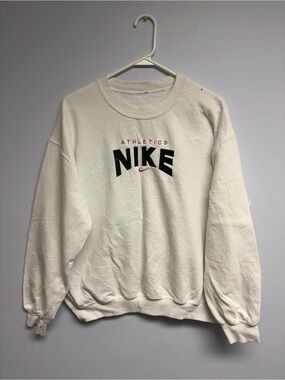 Vintage Nike Athletics-White Crewneck Sweatshirt